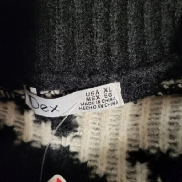 DEX Houndstooth Cropped Mock Neck Sweater NWT Sz XL - Picture 3 of 14